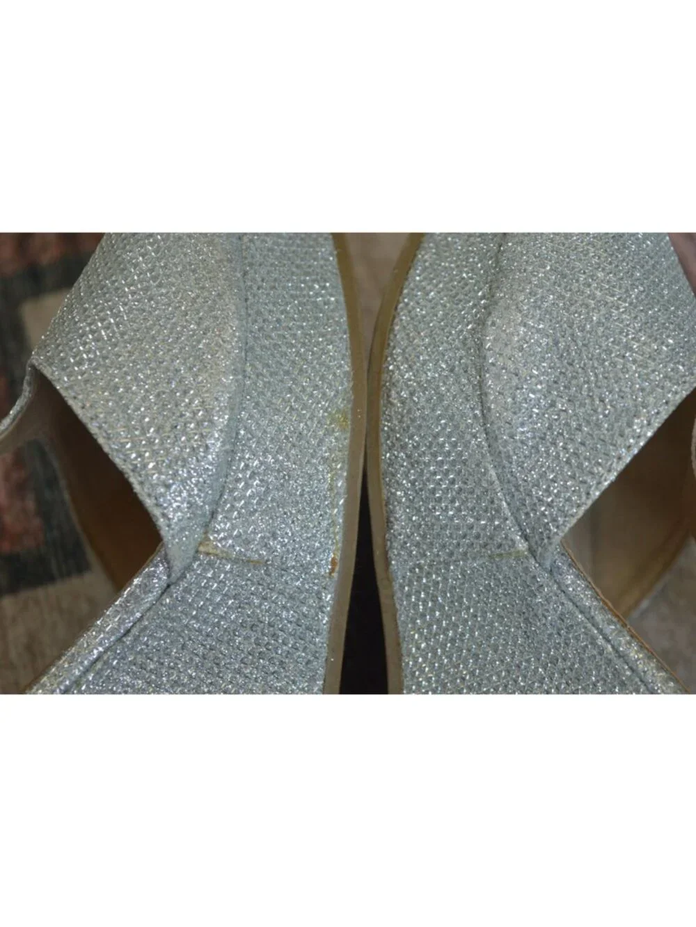 Rampage Candelas Silver Glitter Wedge Sandals Womens Size 6.5 Disco Party Dressy